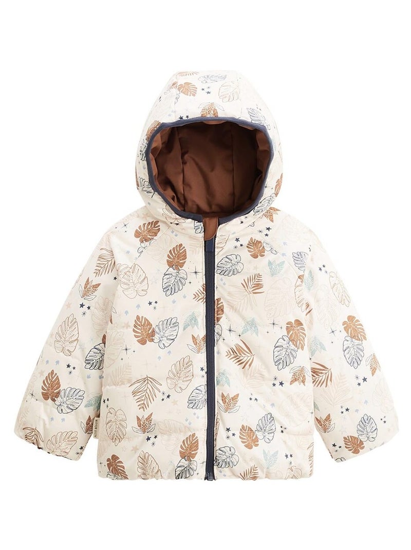 Doudoune réversible enfant imperméable avec capuche Constellation Camel - Kiabi