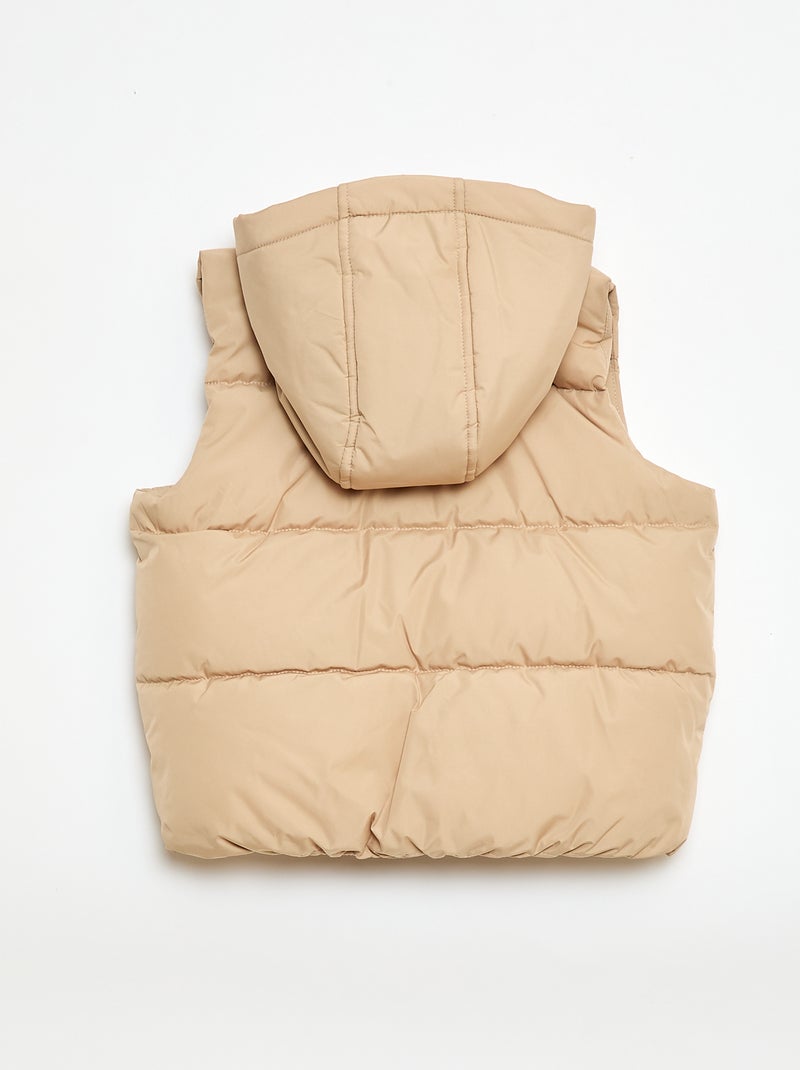 Doudoune sans manches à capuche Beige - Kiabi