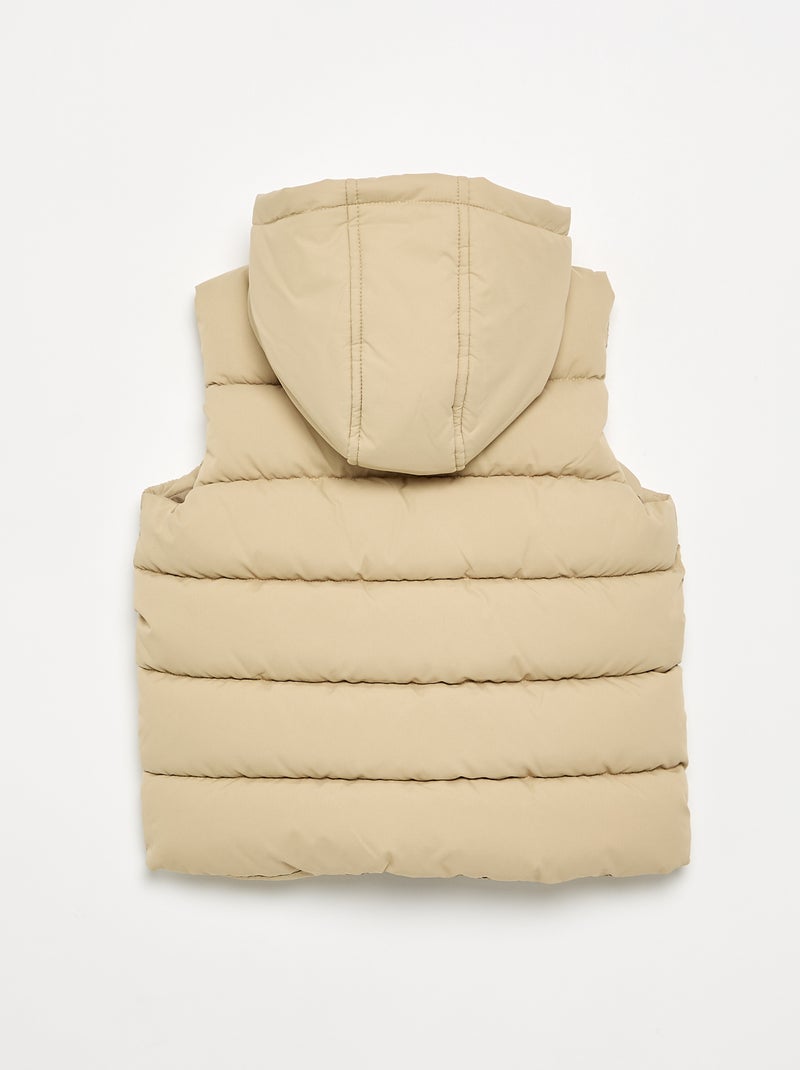 Doudoune sans manches à capuche Beige - Kiabi