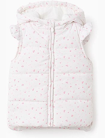 Doudoune sans manches à capuche et motif