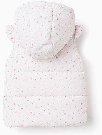 Doudoune sans manches à capuche et motif