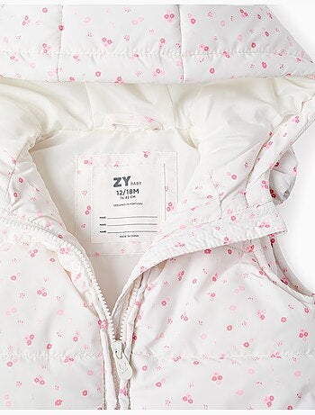 Doudoune sans manches à capuche et motif