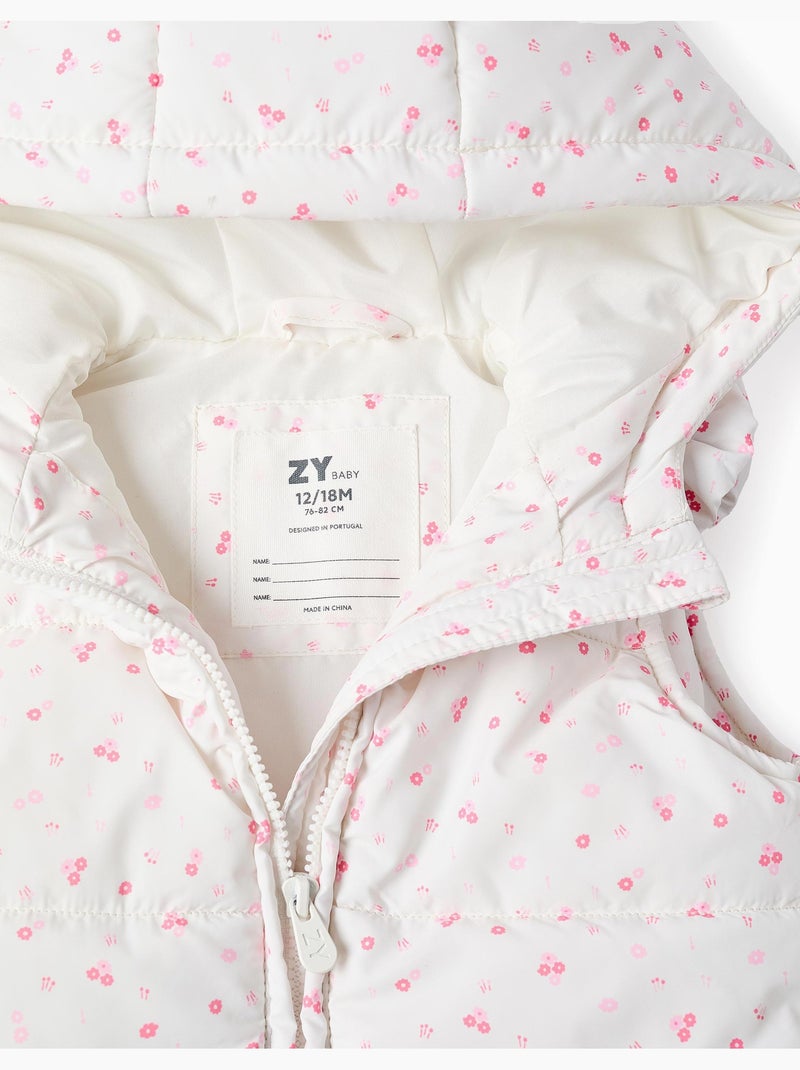 Doudoune sans manches à capuche et motif Beige clair - Kiabi