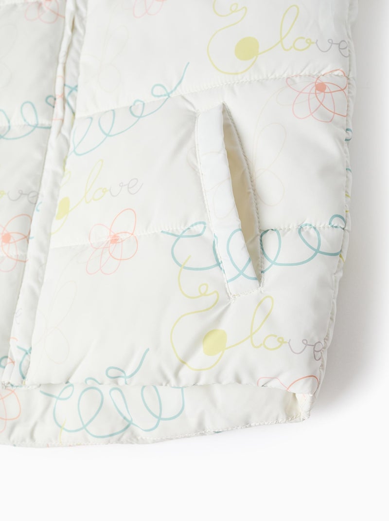 Doudoune Sans Manches à Capuche et Motif Blanc - Kiabi