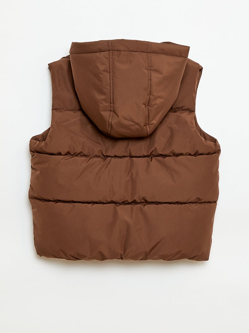 Doudoune sans manches à capuche Marron - Kiabi