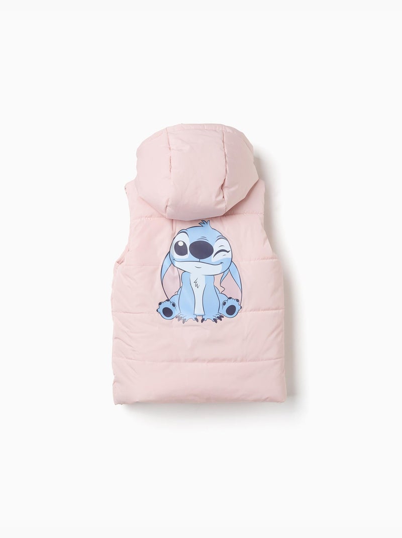 Doudoune sans manches avec capuche et imprimés stitch Rose clair - Kiabi