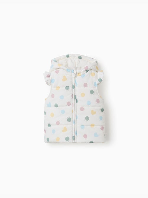 Doudoune sans manches avec capuche et motif cœurs et pois - Kiabi