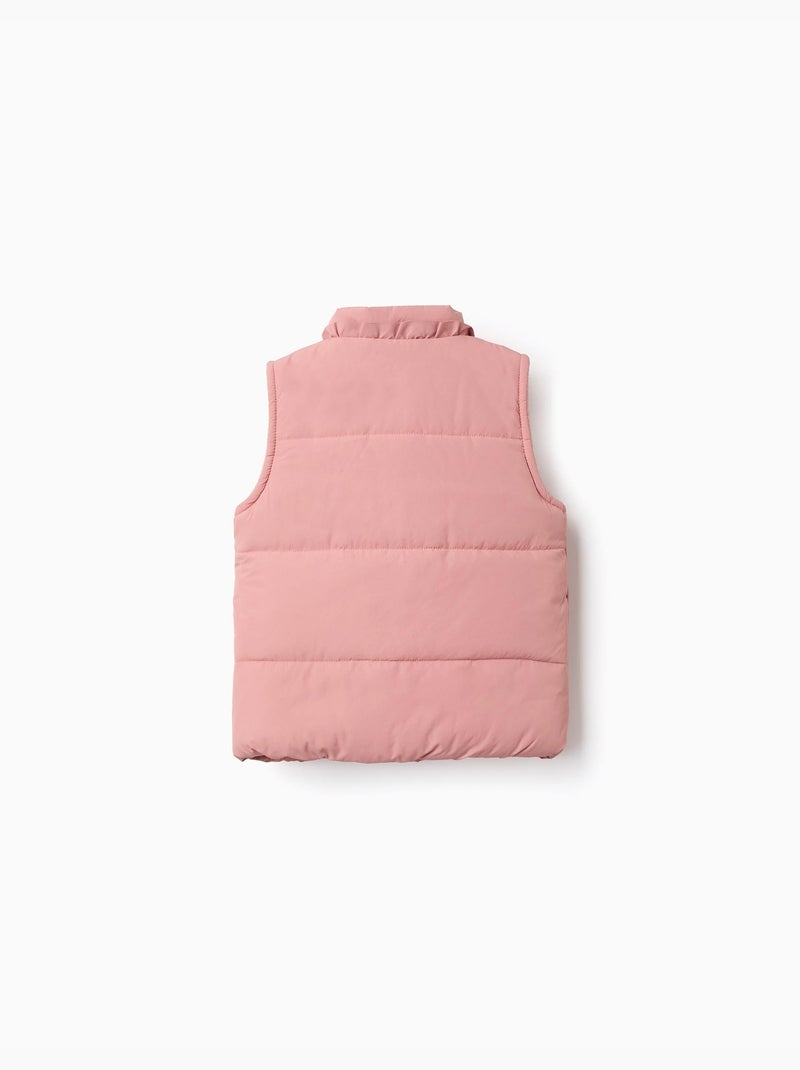 Doudoune sans manches avec doublure en polaire et volants Rose - Kiabi
