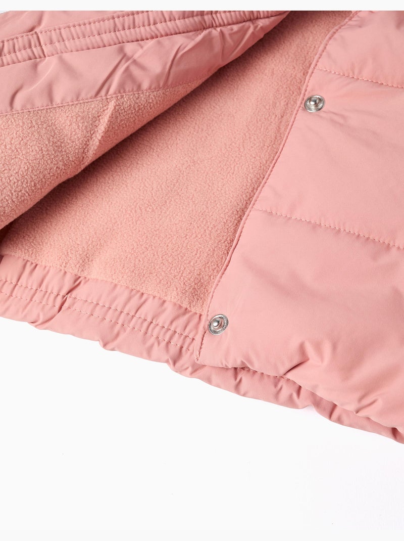 Doudoune sans manches avec doublure en polaire et volants Rose - Kiabi