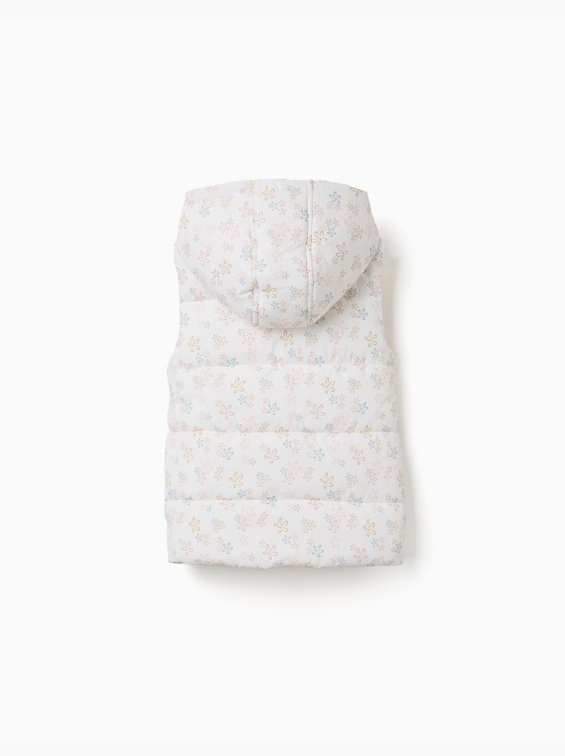 Doudoune sans manches avec motif floral Blanc - Kiabi