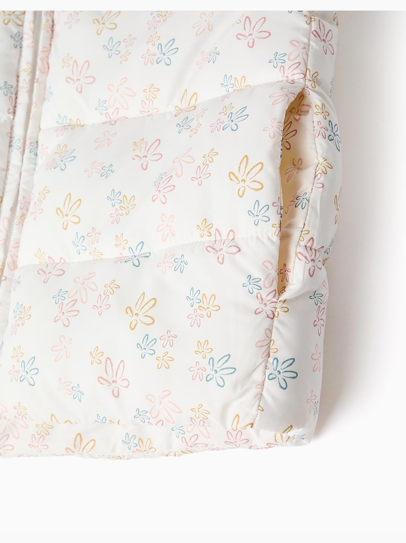 Doudoune sans manches avec motif floral Blanc - Kiabi