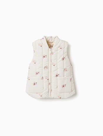 Doudoune sans manches avec motif floral et poches