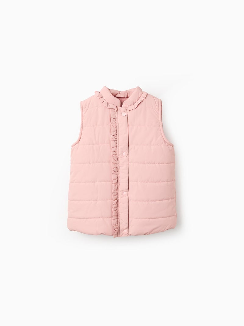 Doudoune sans Manches avec Volants et Doublure Polaire Rose - Kiabi