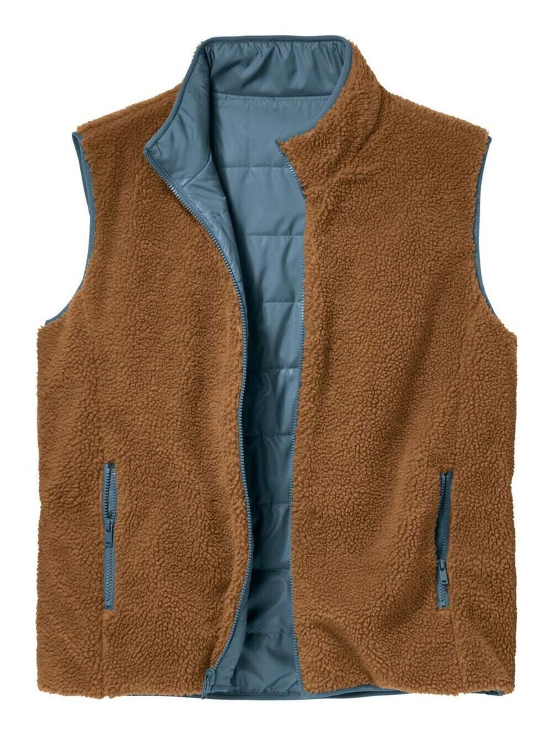 Doudoune Sans Manches Bi-Matière Réversible   - ATLAS FOR MEN Bleu - Kiabi