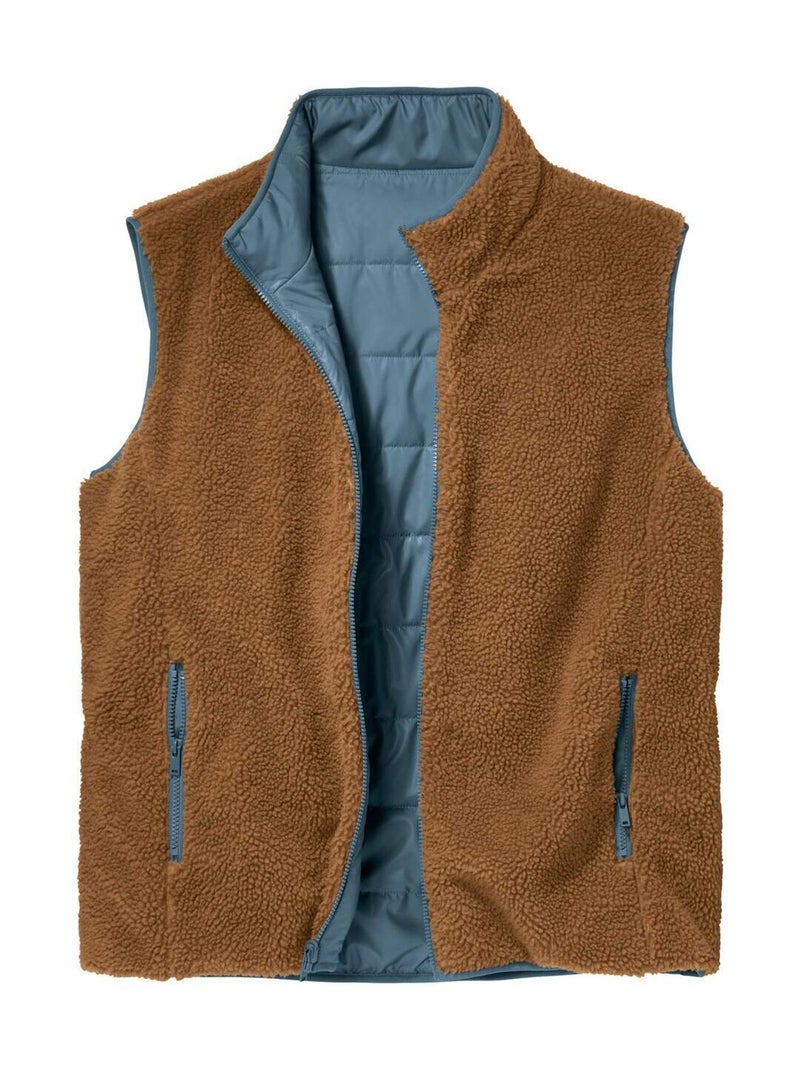 Doudoune Sans Manches Bi-Matière Réversible   - ATLAS FOR MEN Bleu - Kiabi