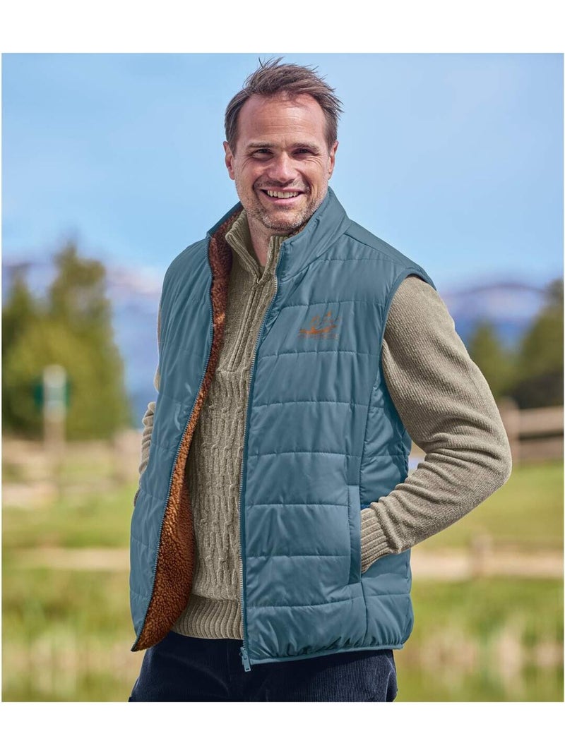 Doudoune Sans Manches Bi-Matière Réversible   - ATLAS FOR MEN Bleu - Kiabi