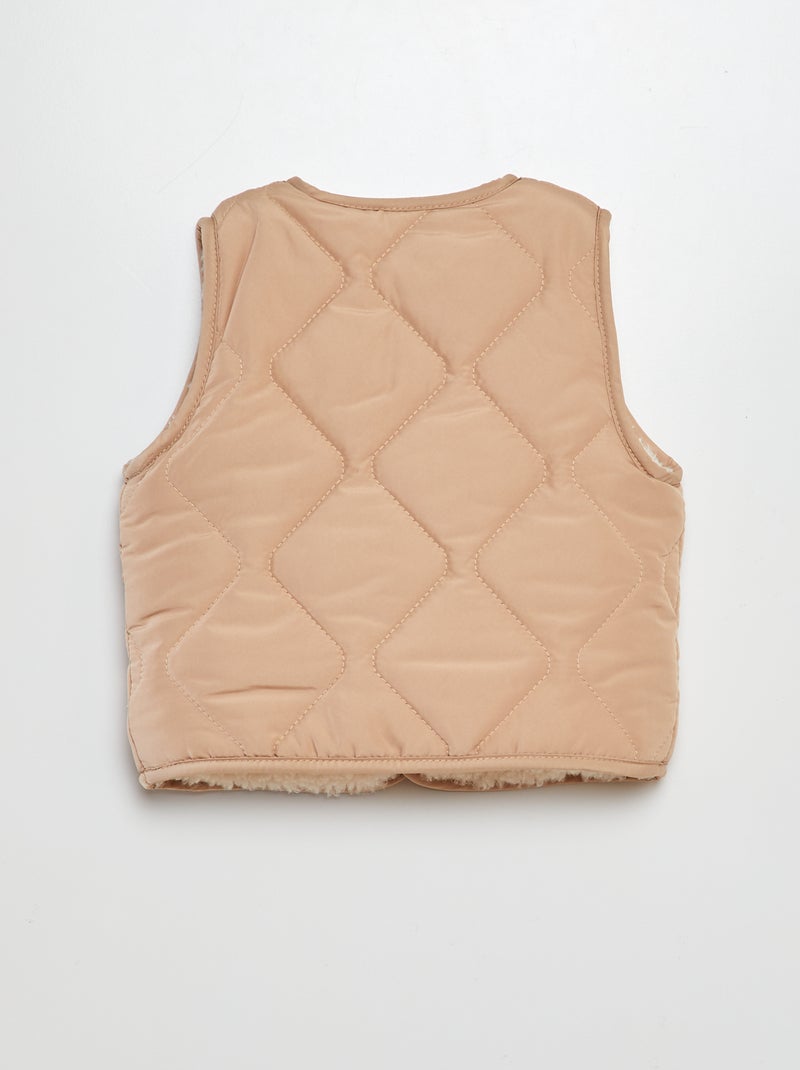 Doudoune sans manches fourrées Beige - Kiabi