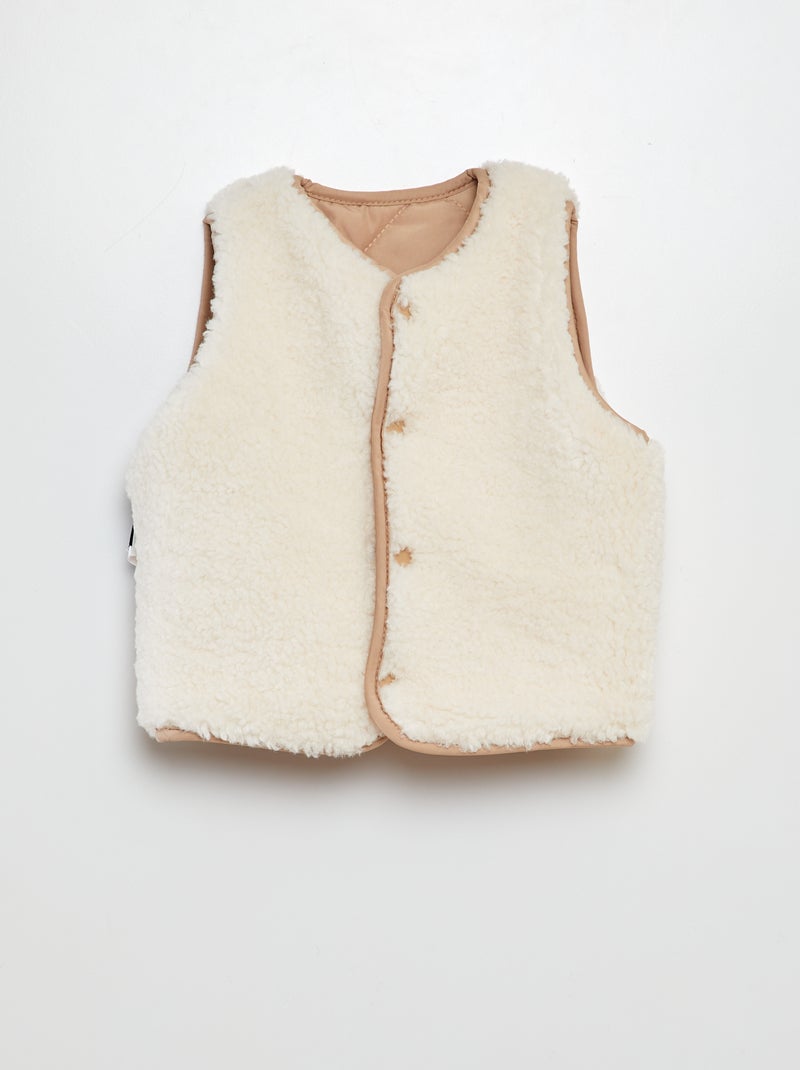 Doudoune sans manches fourrées Beige - Kiabi