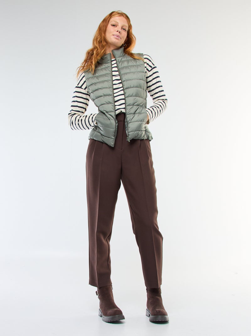 Doudoune sans manches matelassée déperlante Kaki - Kiabi