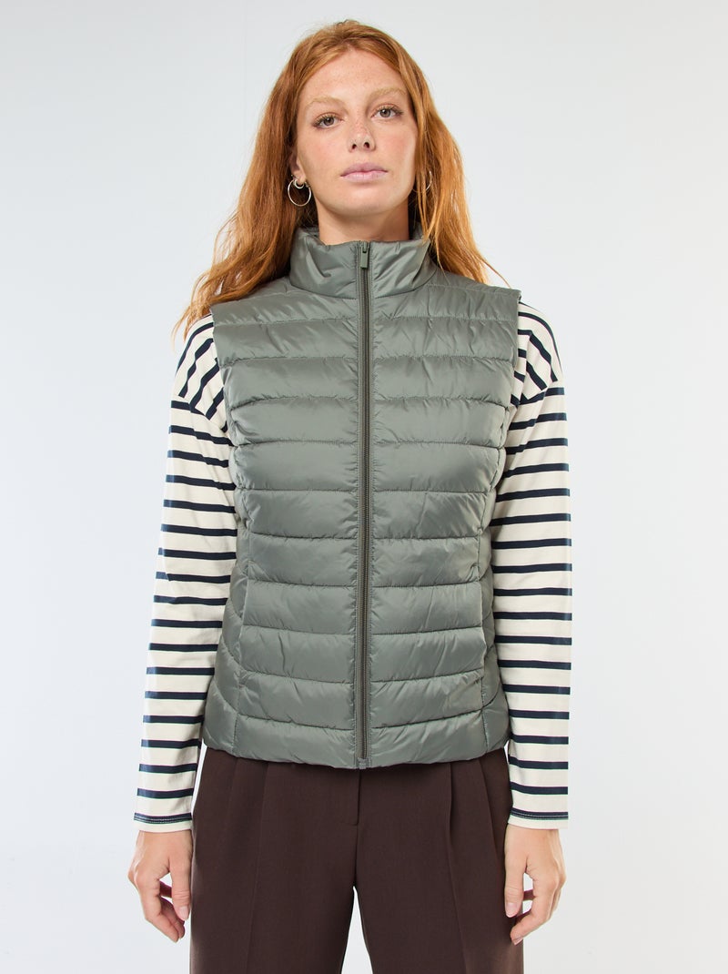 Doudoune sans manches matelassée déperlante Kaki - Kiabi