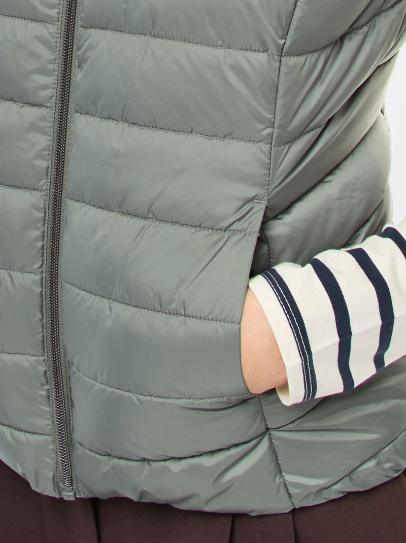 Doudoune sans manches matelassée déperlante Kaki - Kiabi