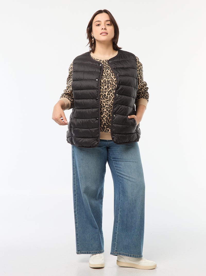 Doudoune sans manches pressionnée noir - Kiabi