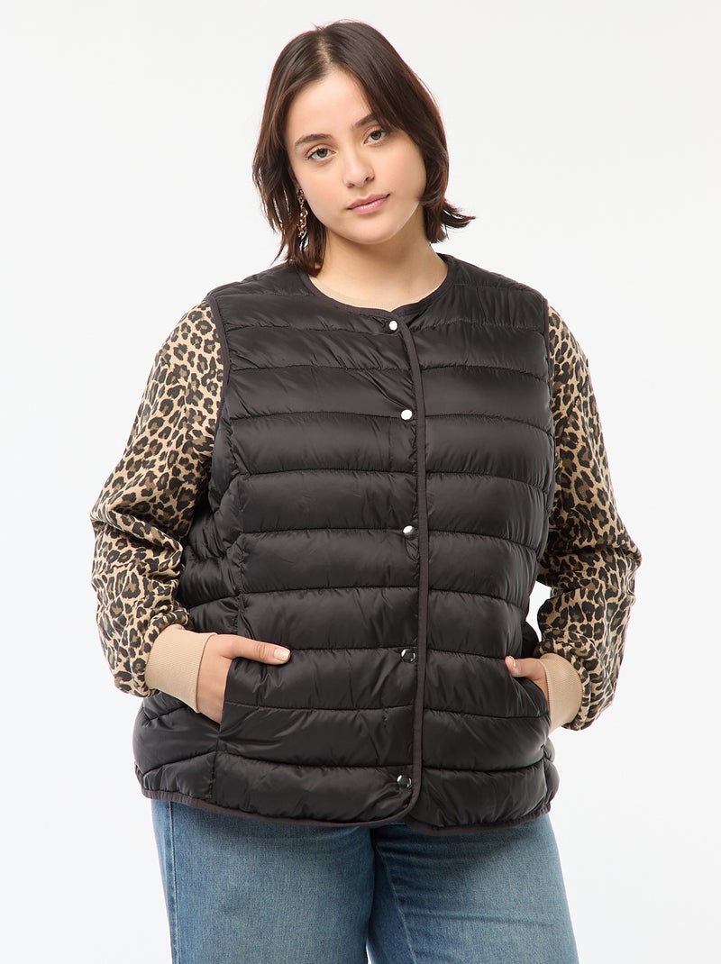 Doudoune sans manches pressionnée noir - Kiabi