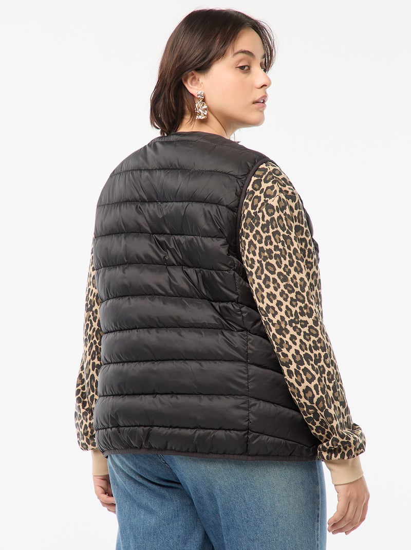 Doudoune sans manches pressionnée noir - Kiabi