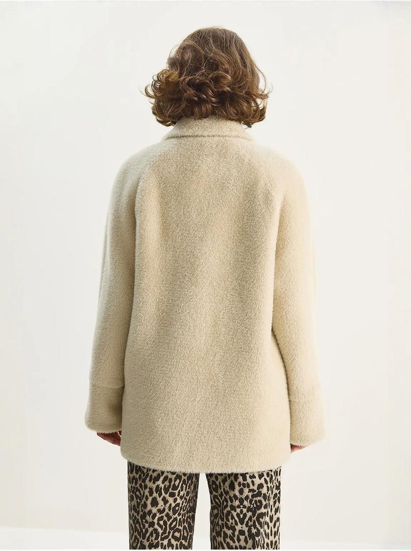 Doudoune surdimensionnée en peluche texturée lucci Beige argile - Kiabi