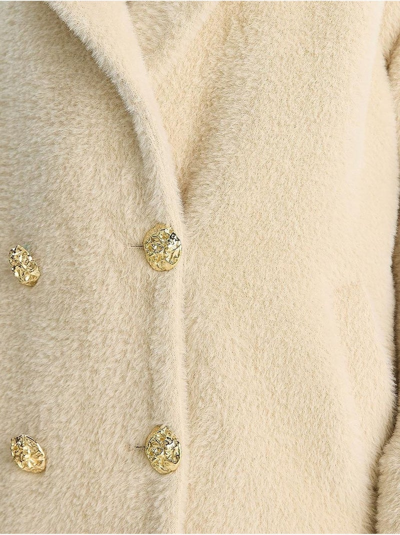 Doudoune surdimensionnée en peluche texturée lucci Beige argile - Kiabi