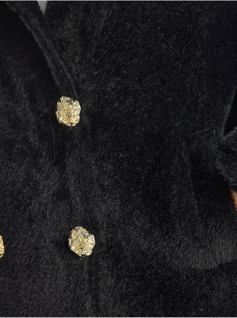 Doudoune surdimensionnée en peluche texturée lucci Noir - Kiabi
