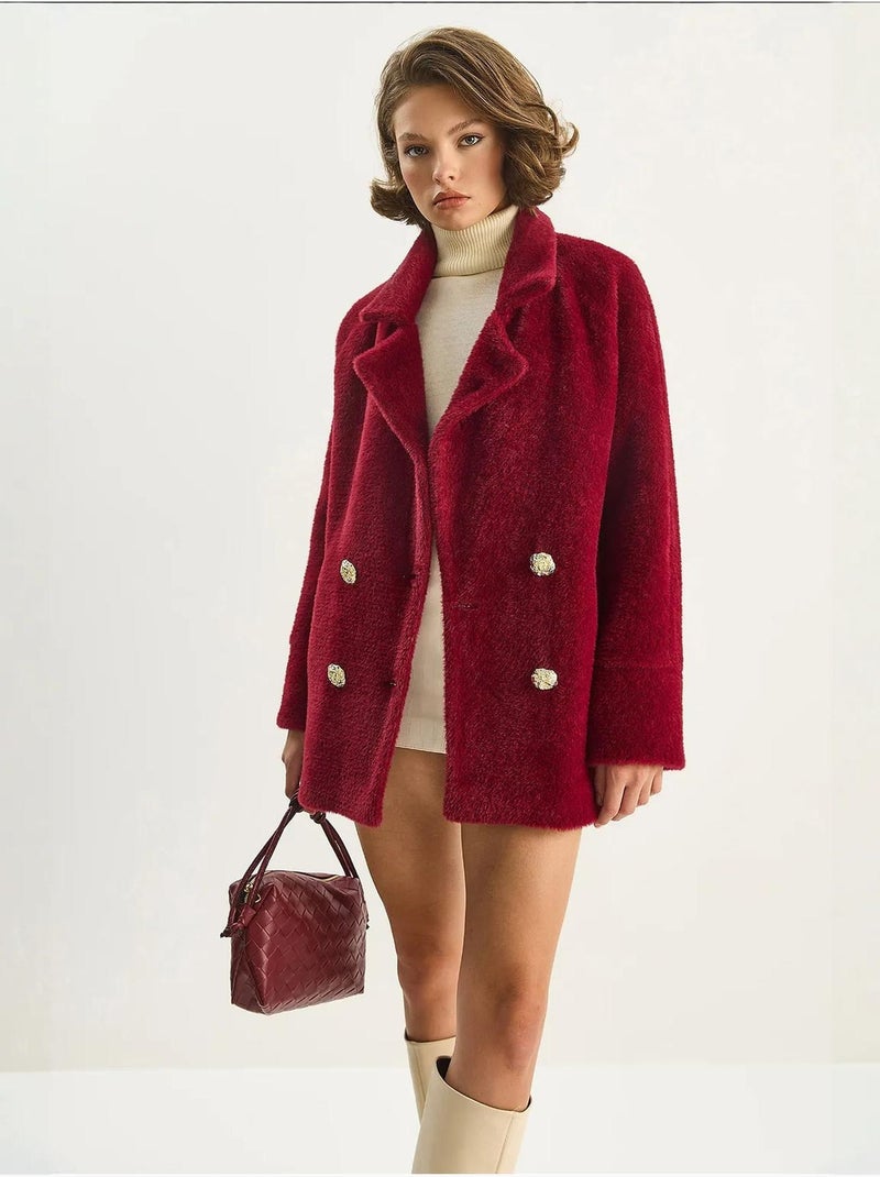 Doudoune surdimensionnée en peluche texturée lucci Rouge bordeaux - Kiabi
