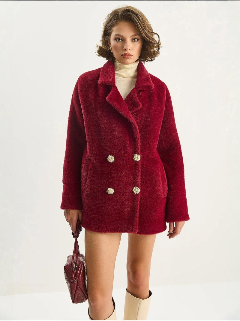 Doudoune surdimensionnée en peluche texturée lucci Rouge bordeaux - Kiabi