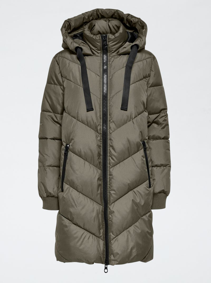 Doudoune unie longue à capuche 'JDY' Gris - Kiabi