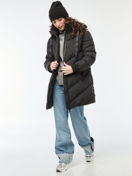 Doudoune unie longue à capuche 'JDY' - Kiabi