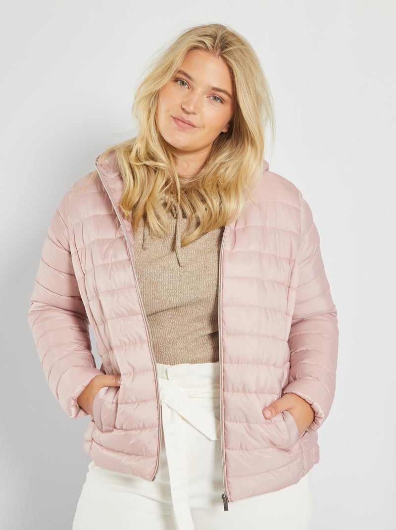 Doudoune zippée à capuche Rose - Kiabi