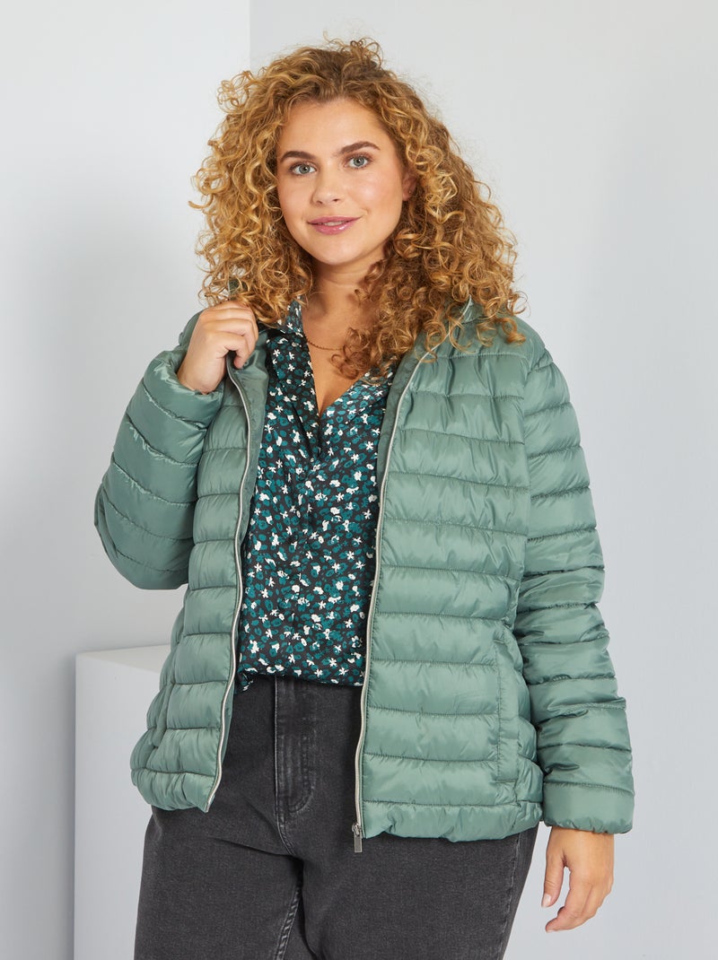 Doudoune zippée à capuche VERT - Kiabi