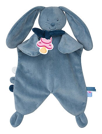 DOUMOU TETINOU XL LAPIN VELOURS DOUX BLEU