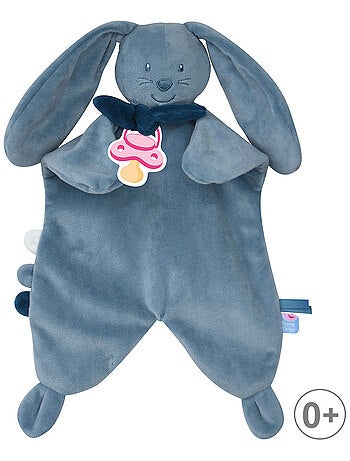 DOUMOU TETINOU XL LAPIN VELOURS DOUX BLEU