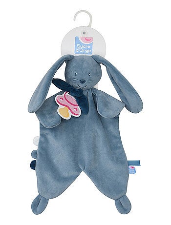 DOUMOU TETINOU XL LAPIN VELOURS DOUX BLEU