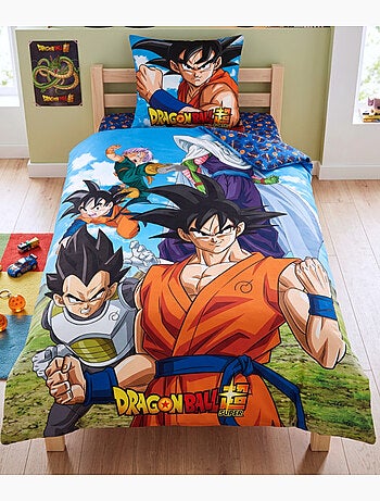 Dragon Ball Super, 100% Coton Goku Vegeta Parure de Lit Enfant, Imprimée Réversible
