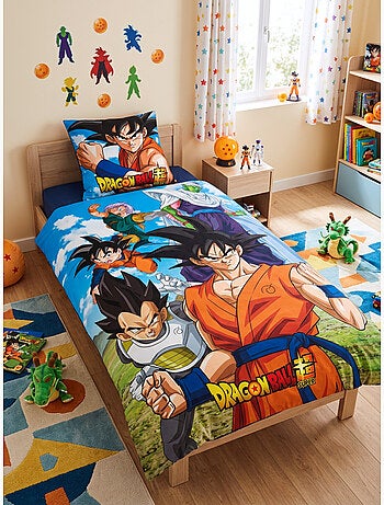 Dragon Ball Super, 100% Coton Goku Vegeta Parure de Lit Enfant, Imprimée Réversible