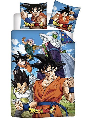 Dragon Ball Super, 100% Coton Goku Vegeta Parure de Lit Enfant, Imprimée Réversible