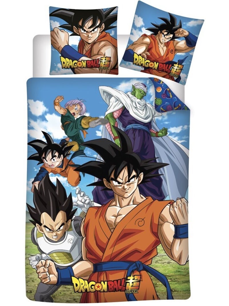 Dragon Ball Super, 100% Coton Goku Vegeta Parure de Lit Enfant, Imprimée Réversible Multicolore - Kiabi