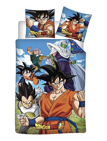 Dragon Ball Super, Parure de Lit Enfant Imprimée Réversible 100% Coton, GOKU