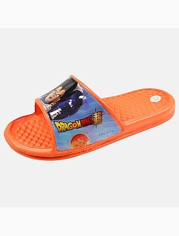 Dragon Ball Z - Claquettes enfant orange avec bride large et motif personnage