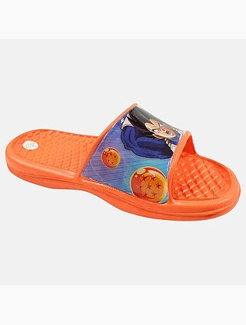 Dragon Ball Z - Claquettes enfant orange avec bride large et motif personnage