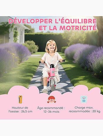 Draisienne 3 roues enfant 12-36 mois pneu EVA silencieux grande selle