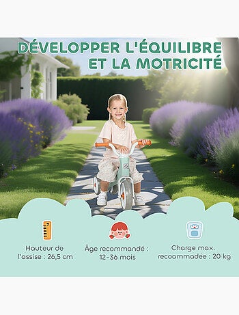 Draisienne 3 roues enfant 12-36 mois pneu EVA silencieux grande selle