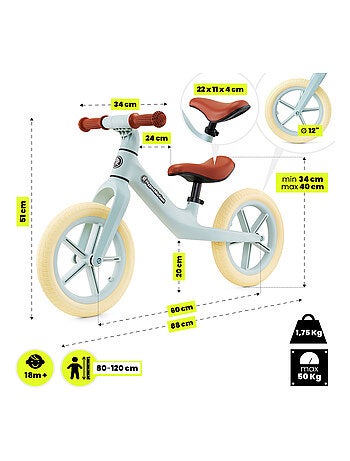 Draisienne Bébé +18 mois sans Pédales Jusqu'à 50 kg - Vélo Enfant Selle Réglable